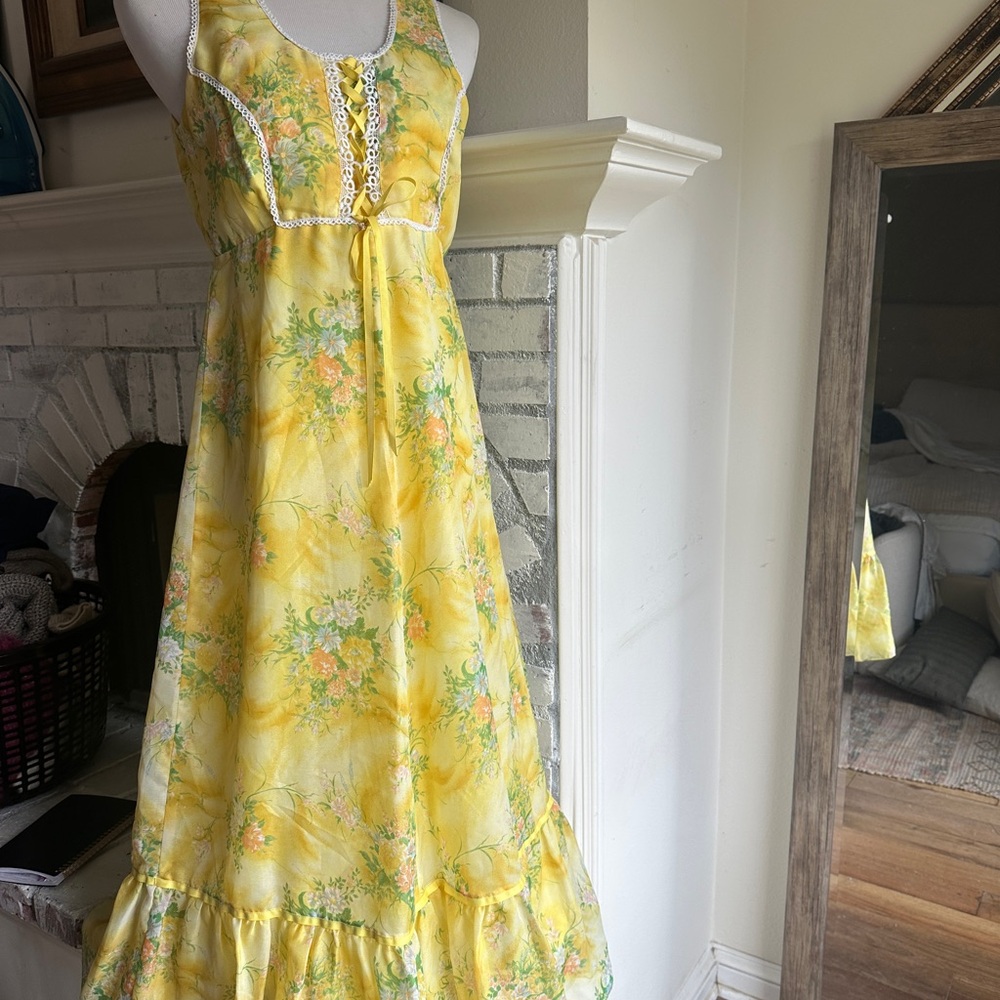 Yellow Floral Maxi Dress - Lightweight Sleeveless Summer Dress